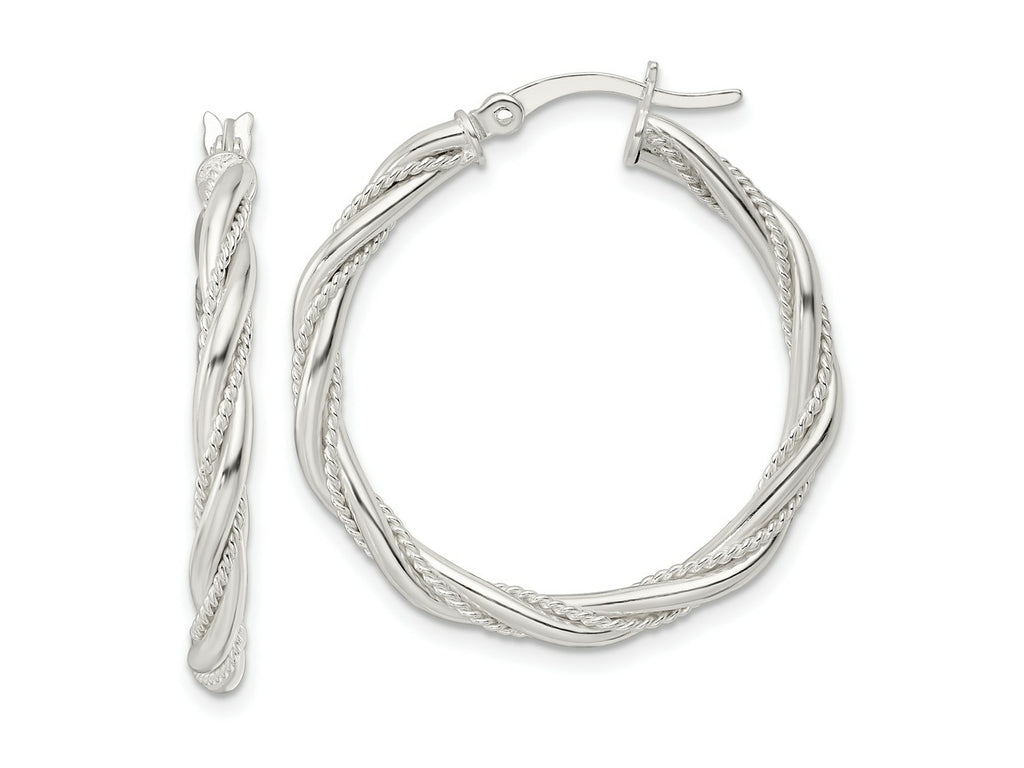 FJC Finejewelers 925 Sterling Silver Polished Twisted Rope Hoop Earrings 31 x 29 mm
