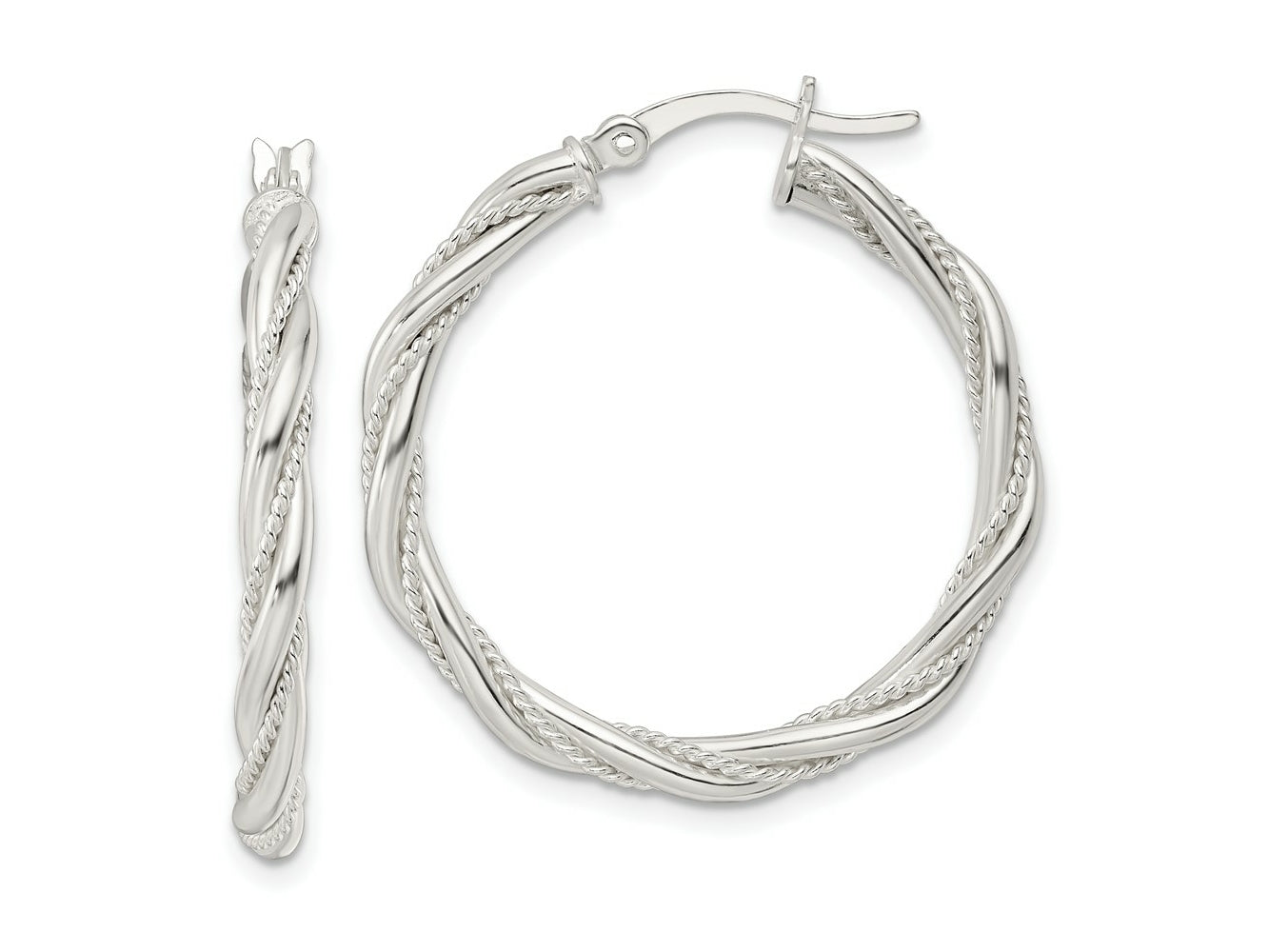 FJC Finejewelers 925 Sterling Silver Polished Twisted Rope Hoop Earrings 31 x 29 mm