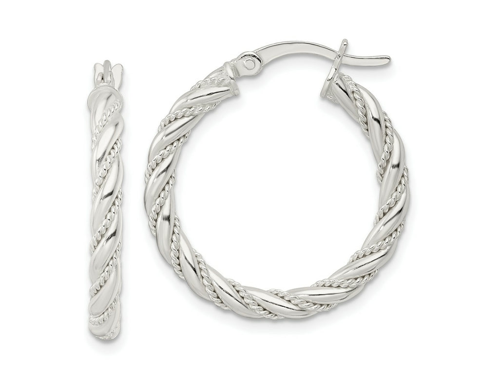 FJC Finejewelers 925 Sterling Silver Polished Twisted Rope Hoop Earrings 26 x 24 mm