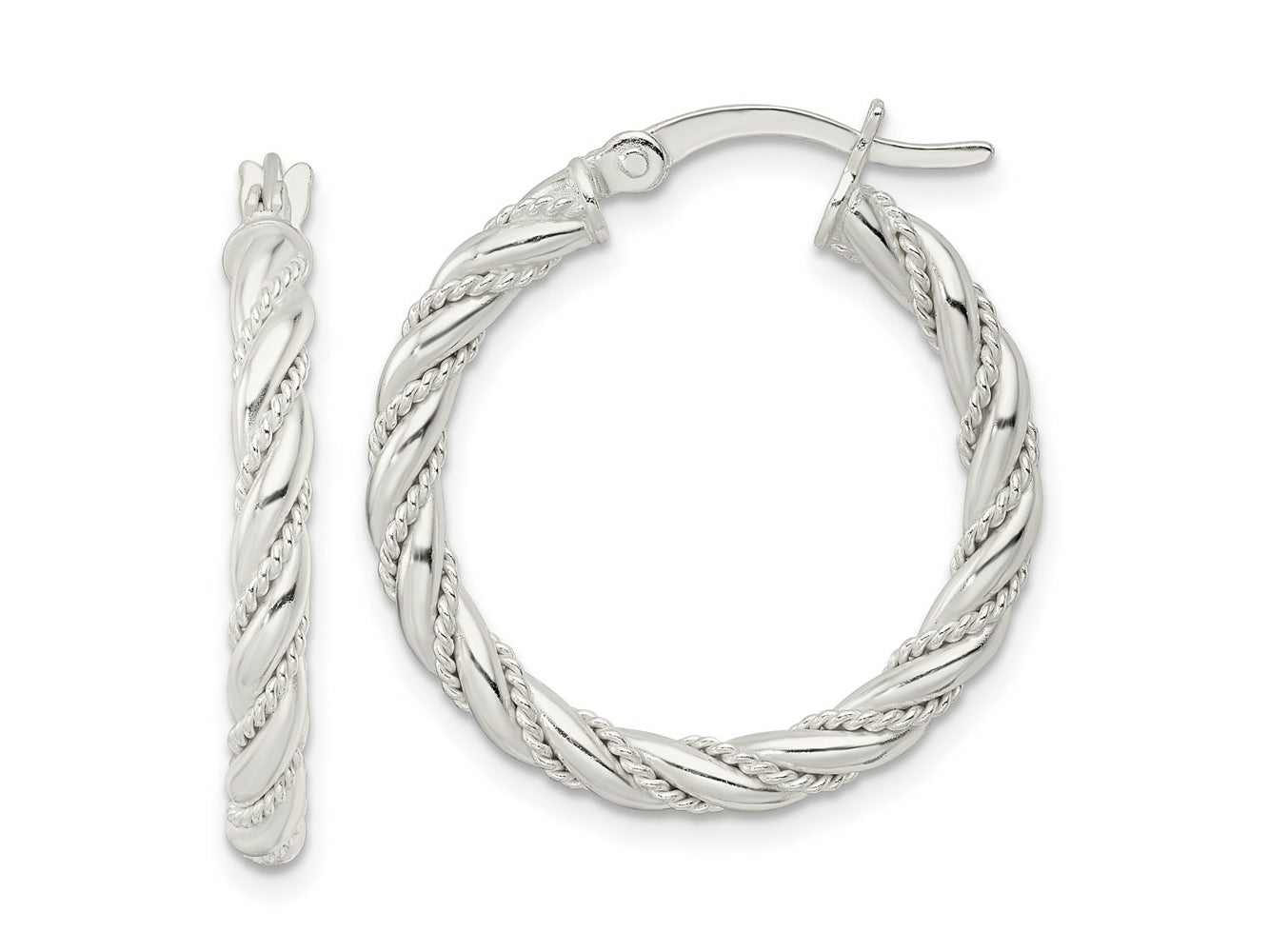 FJC Finejewelers 925 Sterling Silver Polished Twisted Rope Hoop Earrings 26 x 24 mm
