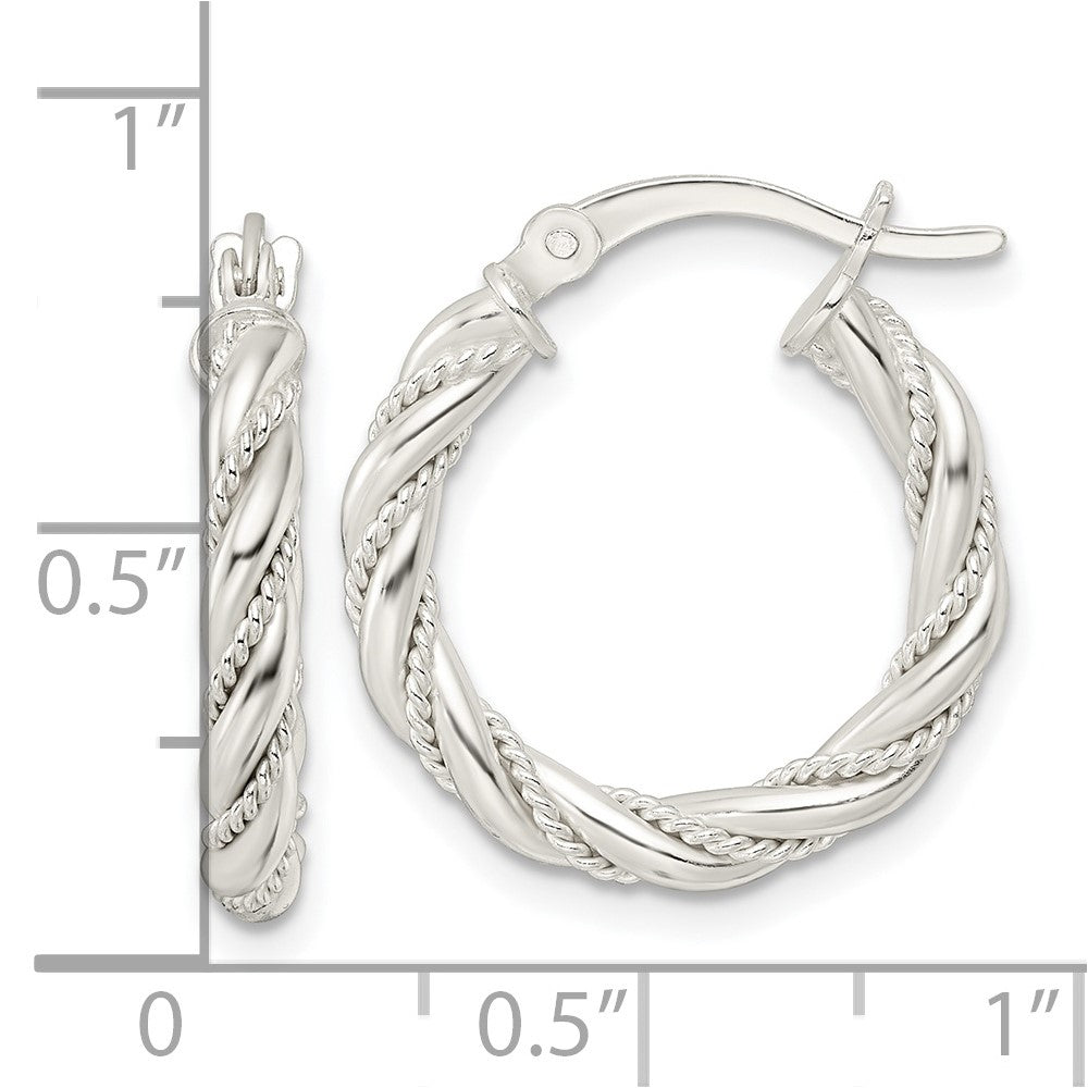 FJC Finejewelers 925 Sterling Silver Polished Twisted Rope Hoop Earrings 21 x 19 mm