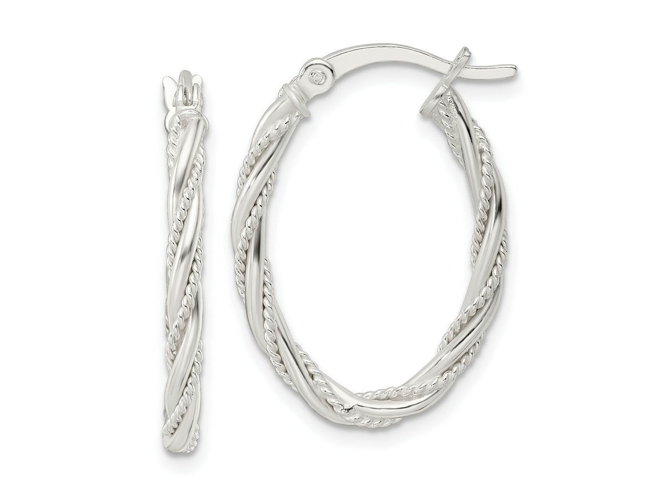 FJC Finejewelers 925 Sterling Silver Polished Twisted Rope Oval Hoop Earrings 26 x 18 mm