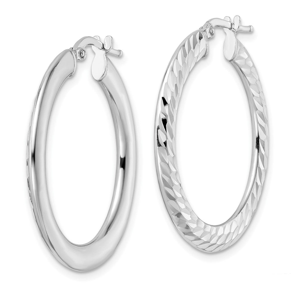 FJC Finejewelers 925 Sterling Silver  2x Bright Cut Knife-edge Tube Hoop Earrings 33 x 32 mm