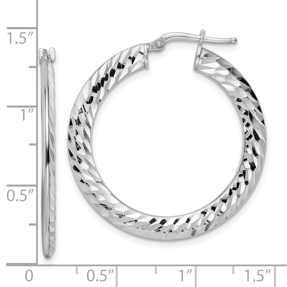 FJC Finejewelers 925 Sterling Silver  2x Bright Cut Knife-edge Tube Hoop Earrings 33 x 32 mm