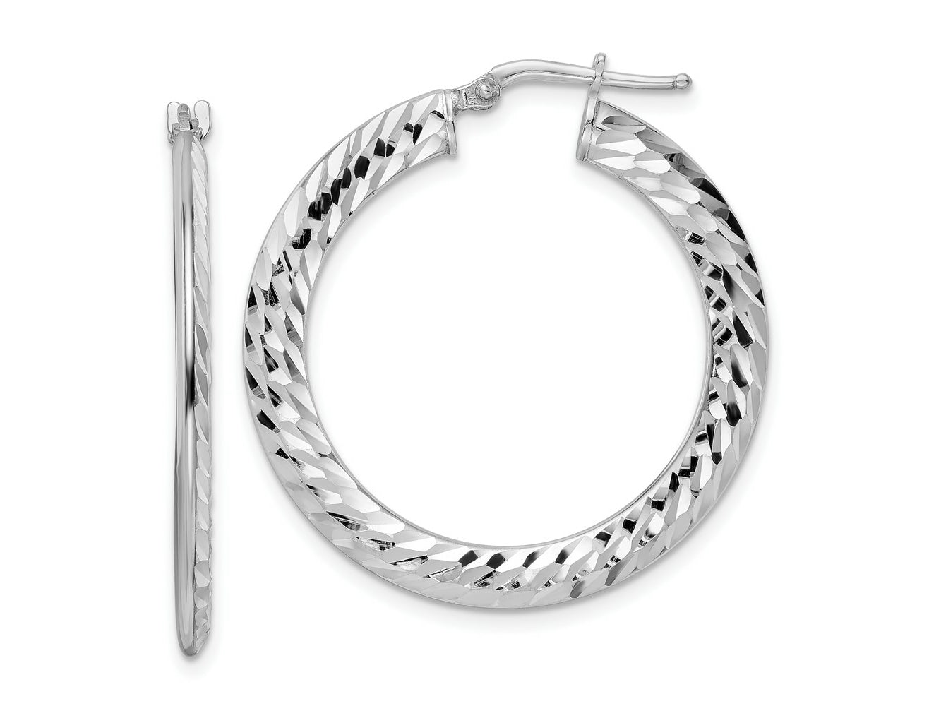 FJC Finejewelers 925 Sterling Silver  2x Bright Cut Knife-edge Tube Hoop Earrings 33 x 32 mm