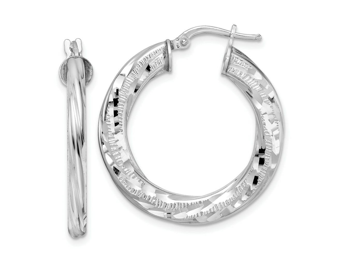 FJC Finejewelers 925 Sterling Silver  3x29mm Bright Cut Twisted Tube Hoop Earrings 30 mm x 28 mm