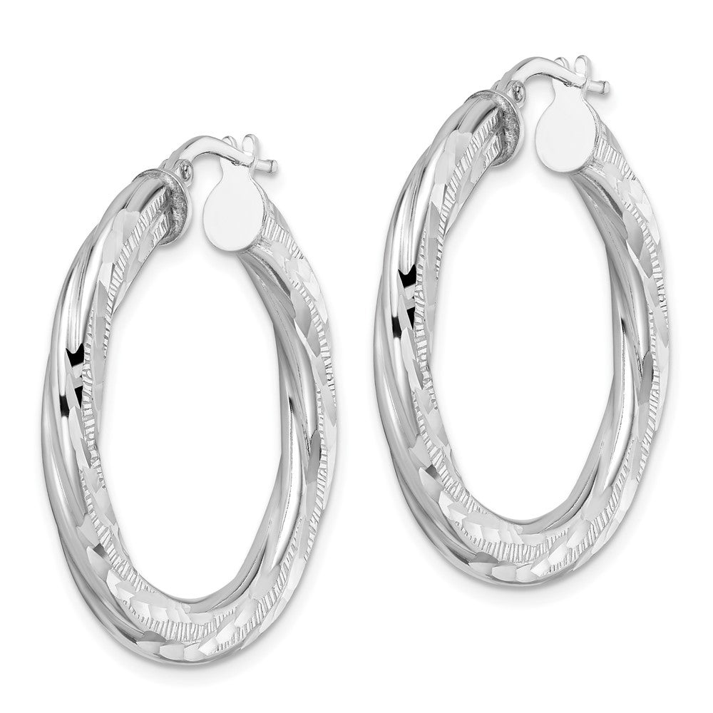 FJC Finejewelers 925 Sterling Silver Rhodium Plated 3x Bright Cut Twisted Tube Hoop Earrings 35 x 33 mm