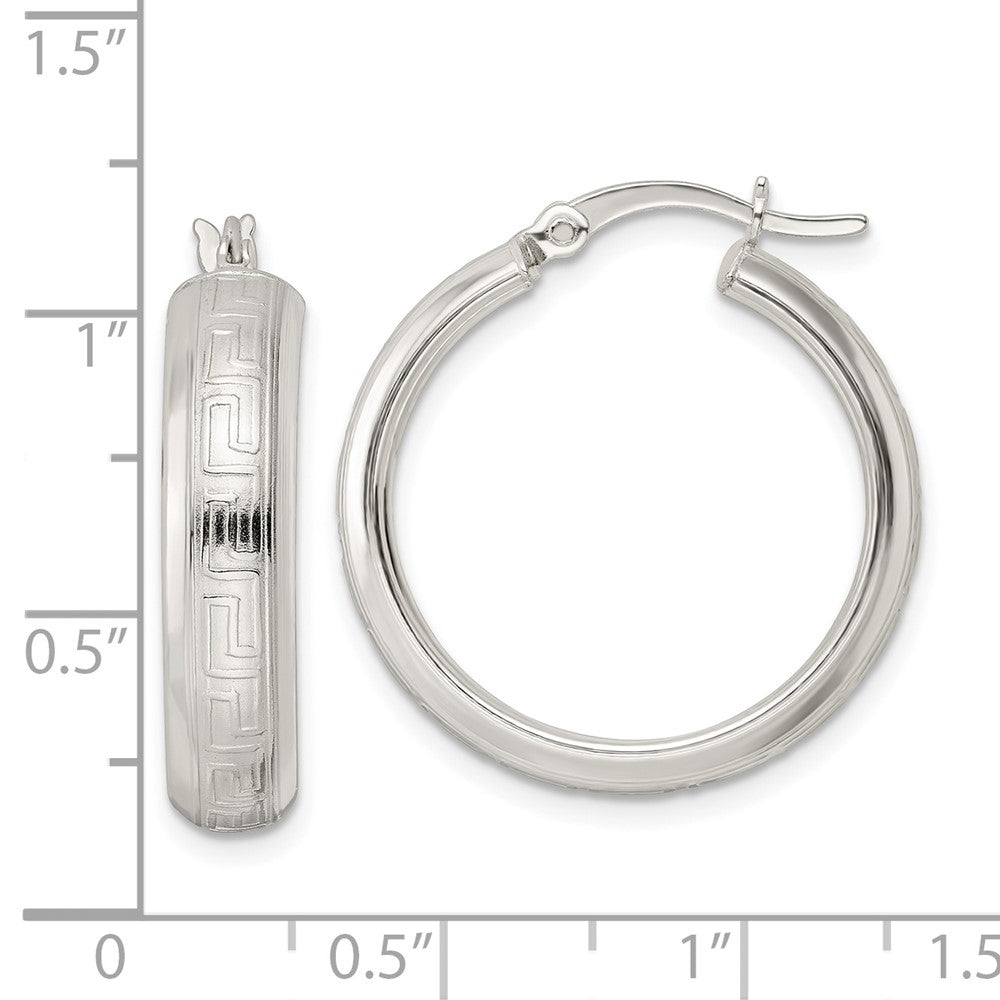 FJC Finejewelers 925 Sterling Silver Polished Greek Key Circle Hoop Earrings 26 x 25 mm