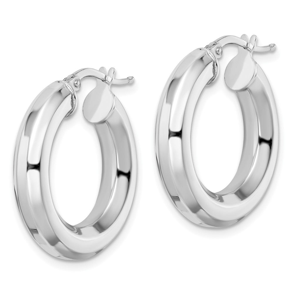 FJC Finejewelers 925 Sterling Silver Bright Cut Rhodium Plated 5x Octagon Tube Hoop Earrings 25 x 24 mm