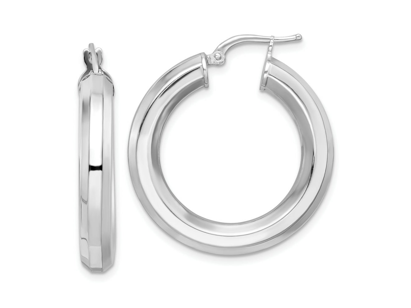FJC Finejewelers 925 Sterling Silver Bright Cut  5x30mm Octagon Tube Hoop Earrings 31 mm x 29 mm