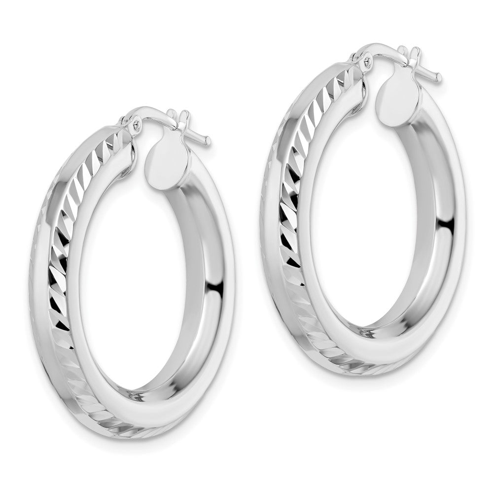 FJC Finejewelers 925 Sterling Silver  5x30mm Bright Cut Octagon Tube Hoop Earrings 31 mm x 29 mm