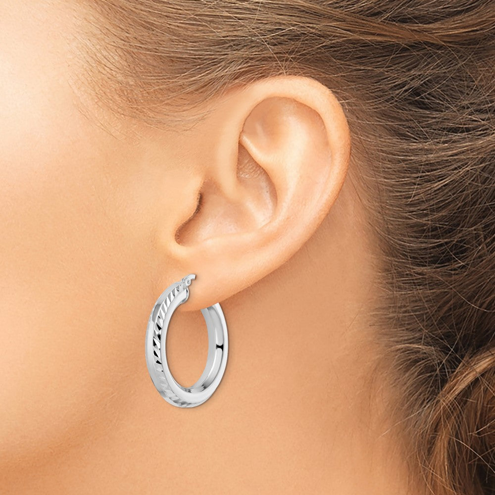 FJC Finejewelers 925 Sterling Silver  5x30mm Bright Cut Octagon Tube Hoop Earrings 31 mm x 29 mm