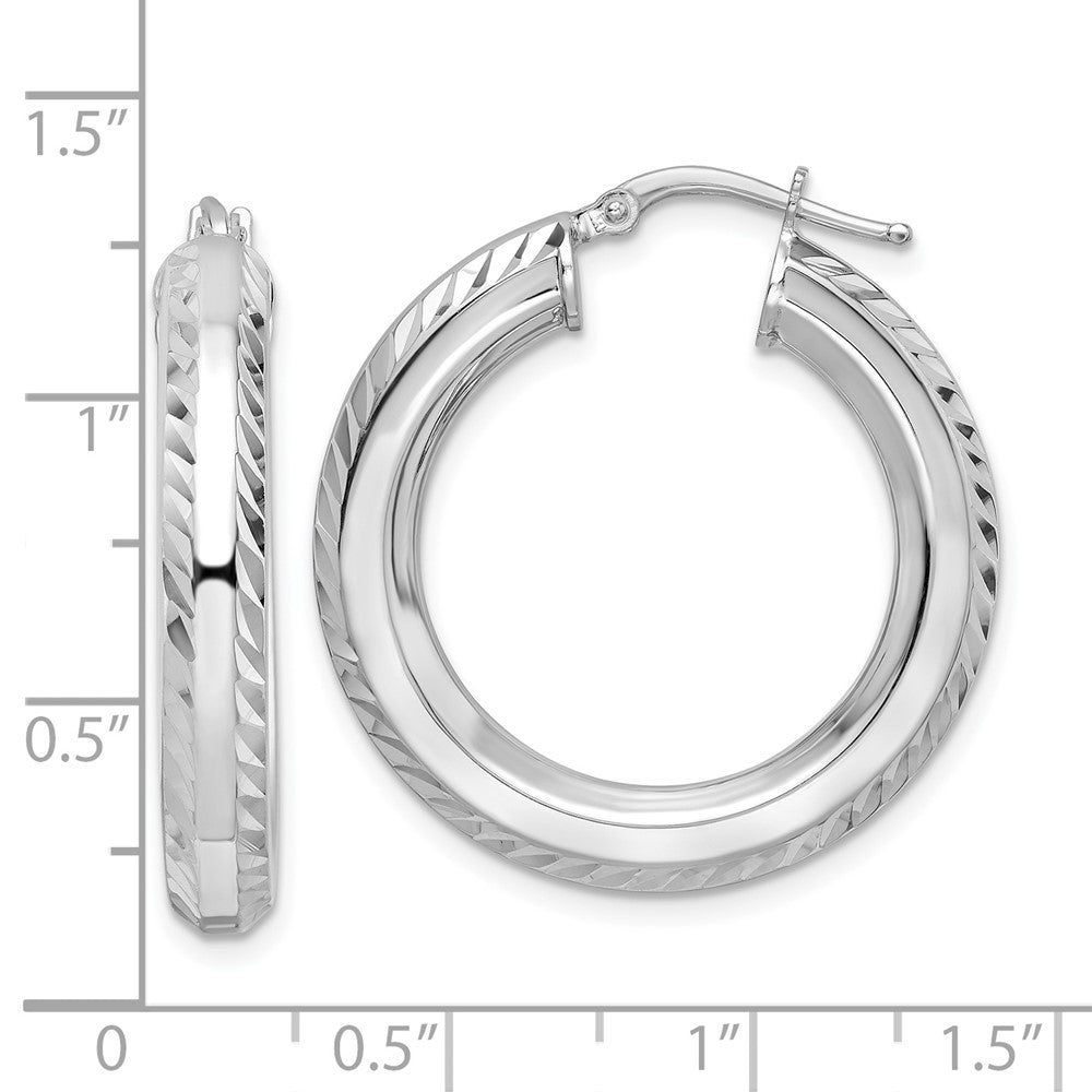 FJC Finejewelers 925 Sterling Silver  5x30mm Bright Cut Octagon Tube Hoop Earrings 31 mm x 29 mm