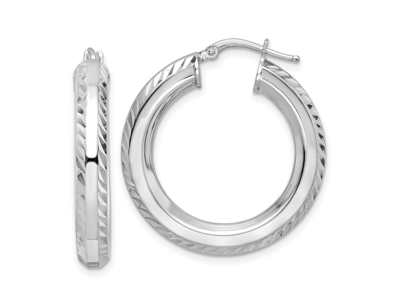 FJC Finejewelers 925 Sterling Silver  5x30mm Bright Cut Octagon Tube Hoop Earrings 31 mm x 29 mm
