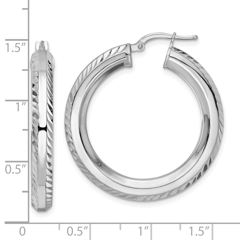 FJC Finejewelers 925 Sterling Silver Rhodium Plated 5x Bright Cut Octagon Tube Hoop Earrings 36 x 34 mm