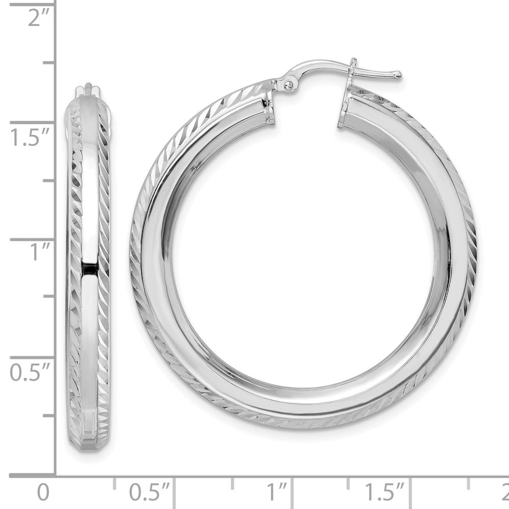 FJC Finejewelers 925 Sterling Silver Rhodium Plated 5x Bright Cut Octagon Tube Hoop Earrings 40 x 38 mm