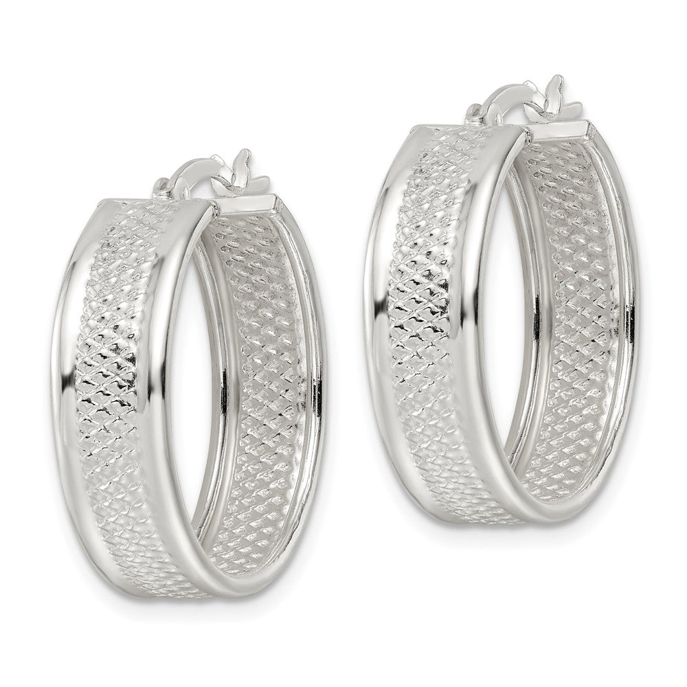 FJC Finejewelers 925 Sterling Silver Polished Textured 7.5x Hoop Earrings 26 x 25 mm