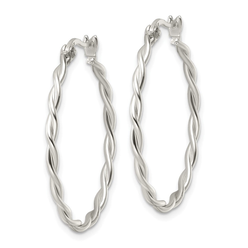 FJC Finejewelers 925 Sterling Silver Satin Twisted Hoop Earrings 30 x 31 mm