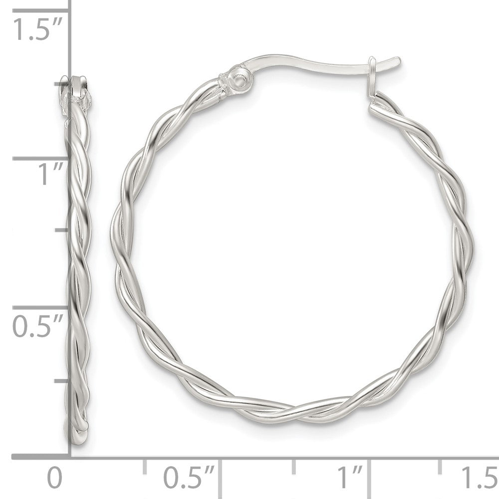 FJC Finejewelers 925 Sterling Silver Satin Twisted Hoop Earrings 30 x 31 mm