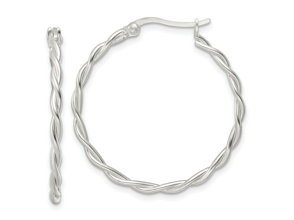 FJC Finejewelers 925 Sterling Silver Satin Twisted Hoop Earrings 30 x 31 mm