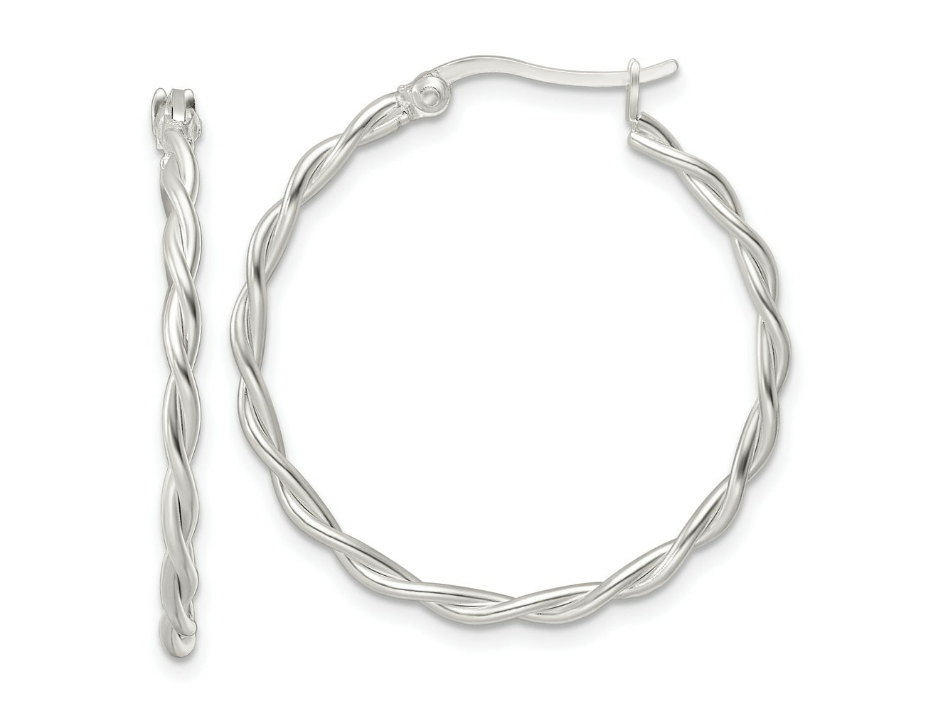 FJC Finejewelers 925 Sterling Silver Satin Twisted Hoop Earrings 30 x 31 mm