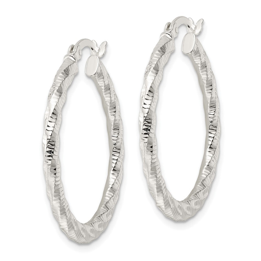 FJC Finejewelers 925 Sterling Silver Polished and Textured Twisted Hoop Earrings 32 x 30 mm