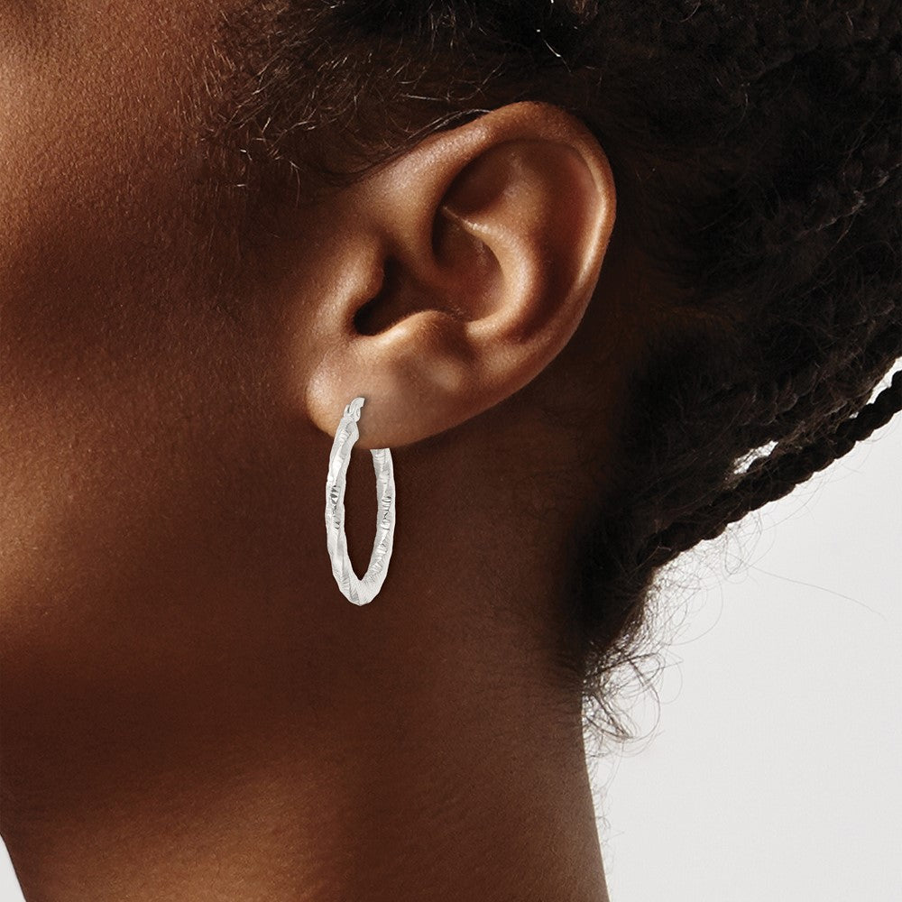 FJC Finejewelers 925 Sterling Silver Polished and Textured Twisted Hoop Earrings 27 x 25 mm