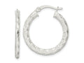 FJC Finejewelers 925 Sterling Silver Polished and Textured Twisted Hoop Earrings 27 x 25 mm