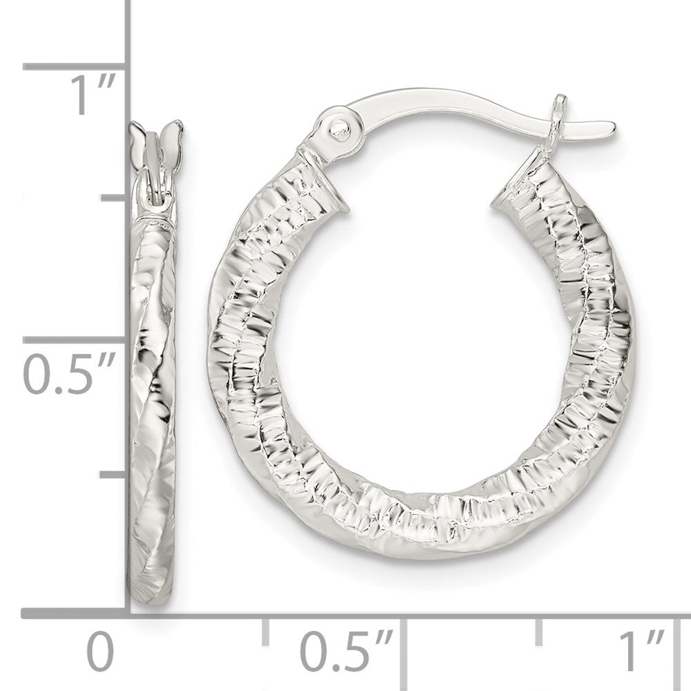 FJC Finejewelers 925 Sterling Silver Polished and Textured Twisted Hoop Earrings 23 x 20 mm