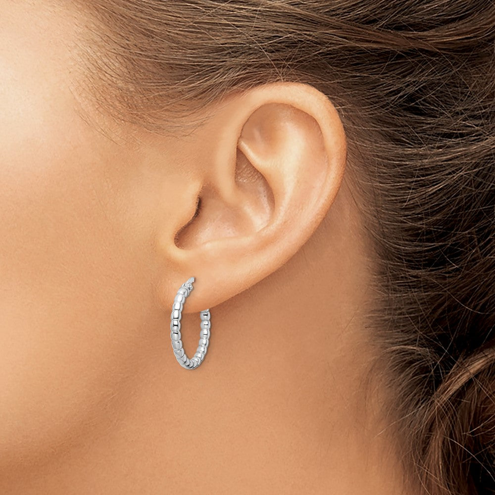 FJC Finejewelers 925 Sterling Silver Rhodium Plated Polished 2.25mm Beaded Hoop Earrings 20 mm x 19 mm