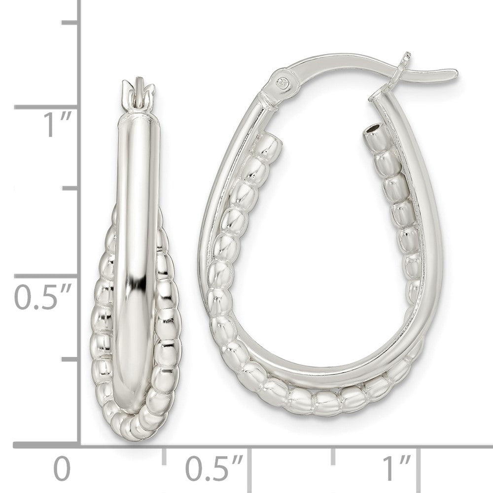 FJC Finejewelers 925 Sterling Silver Rhodium Plated Polished Double Oval Hoop Earrings 27 x 18 mm