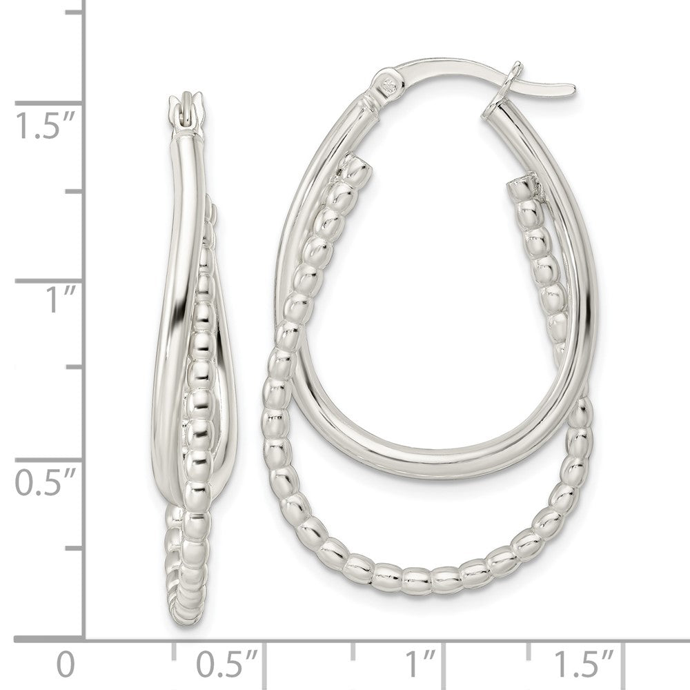 FJC Finejewelers 925 Sterling Silver Rhodium Plated Polished Double Oval Hoop Earrings 37 x 22 mm