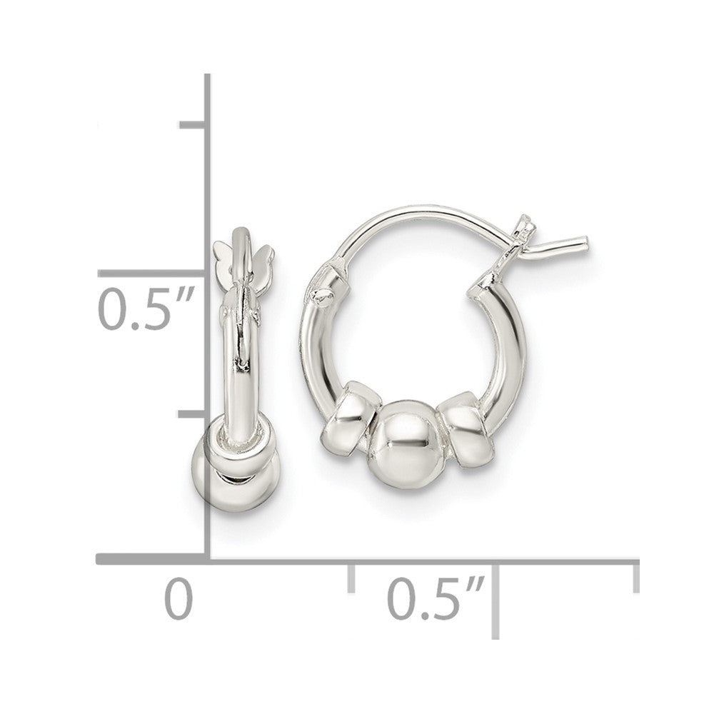 FJC Finejewelers 925 Sterling Silver Polished Beaded Circle Hoop Earrings 12 x 10 mm