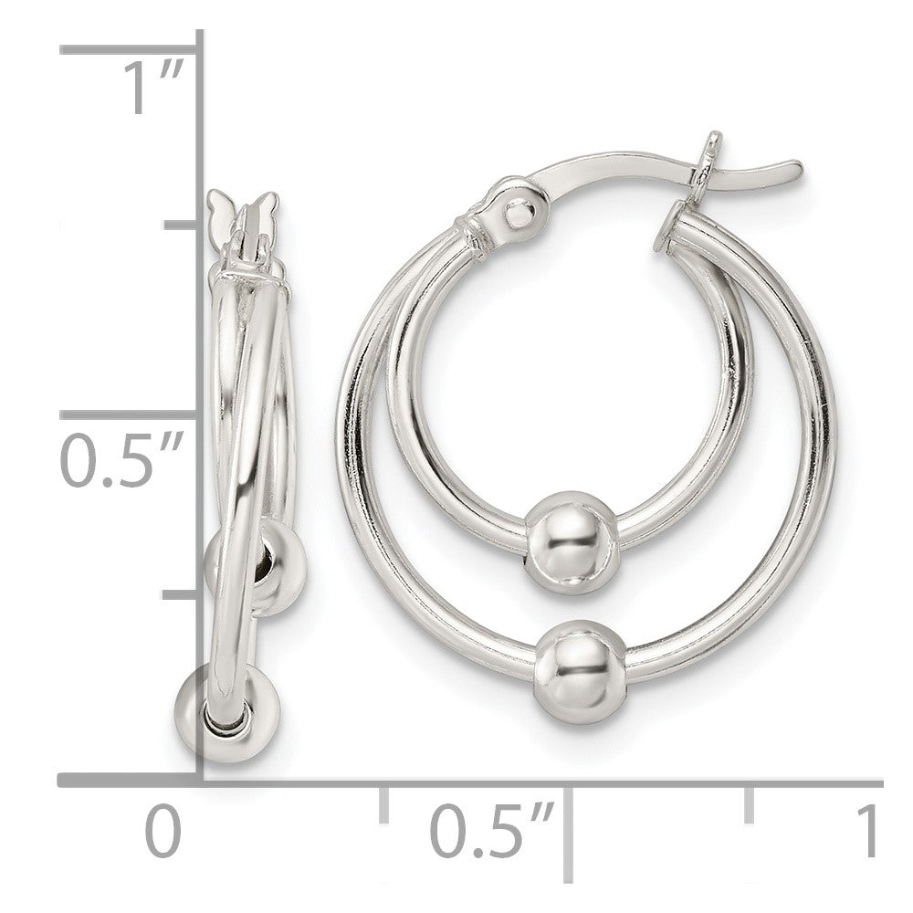 FJC Finejewelers 925 Sterling Silver Polished Double Circle Beaded Hoop Earrings 19 x 17 mm