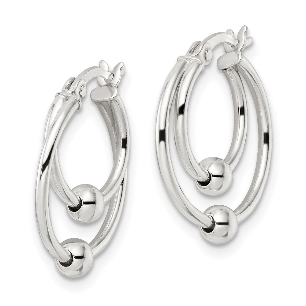 FJC Finejewelers 925 Sterling Silver Polished Double Circle Beaded Hoop Earrings 19 x 17 mm