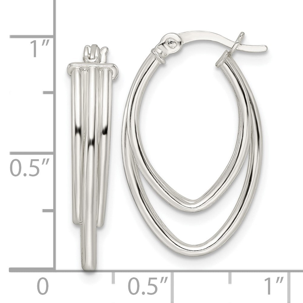 FJC Finejewelers 925 Sterling Silver Polished Triple Oval Hoop Earrings 27 x 15 mm