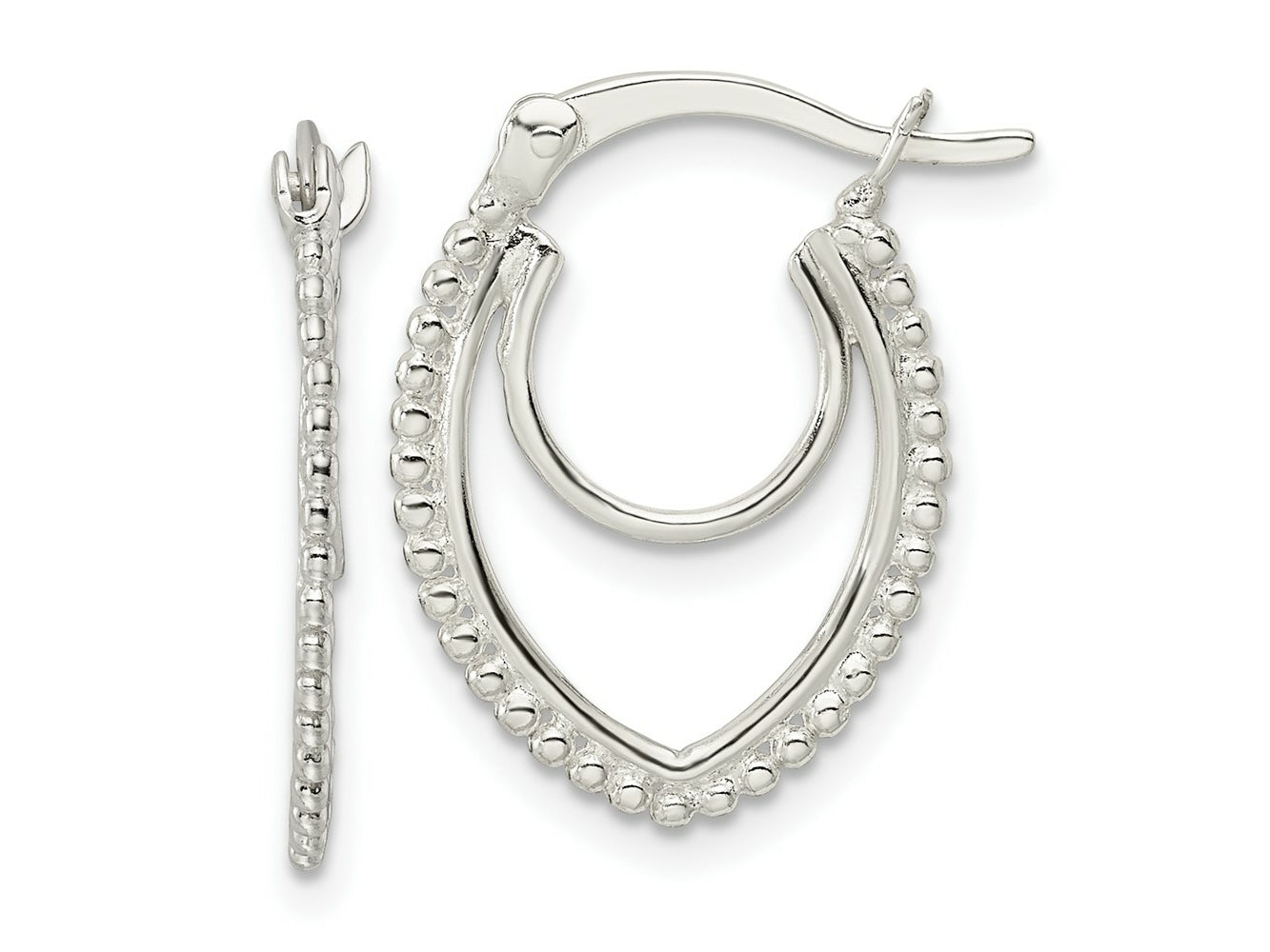 FJC Finejewelers 925 Sterling Silver Beaded Double Oval Hoop Earrings 20 x 15 mm