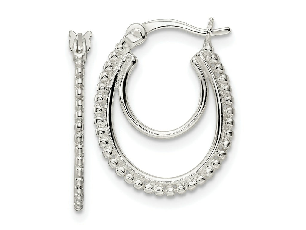 FJC Finejewelers 925 Sterling Silver Beaded Double Oval Hoop Earrings 19 x 15 mm
