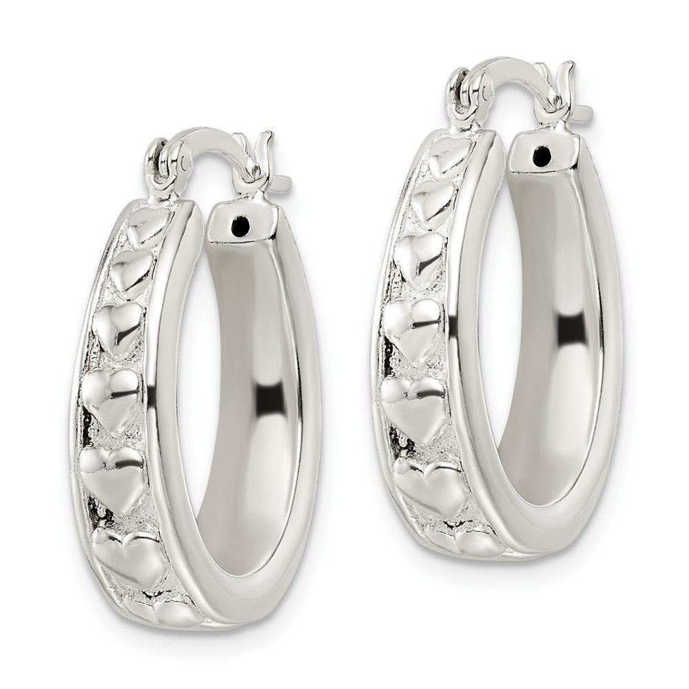 FJC Finejewelers 925 Sterling Silver Polished Heart Oval Hoop Earrings 25 x 19 mm