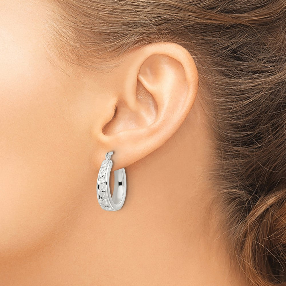 FJC Finejewelers 925 Sterling Silver Polished Heart Oval Hoop Earrings 25 x 19 mm