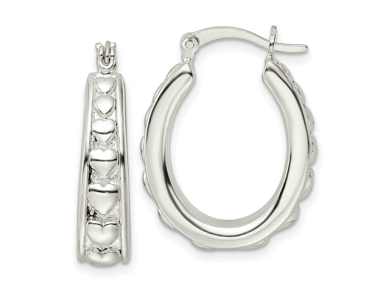FJC Finejewelers 925 Sterling Silver Polished Heart Oval Hoop Earrings 25 x 19 mm