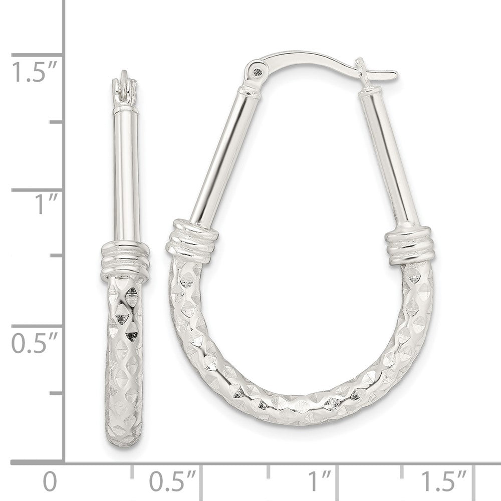 FJC Finejewelers 925 Sterling Silver Bright Cut Polished Fancy Oval Hoop Earrings 34 x 24 mm