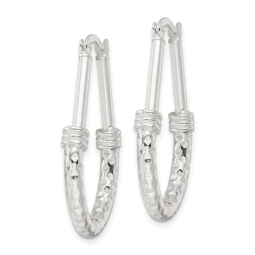 FJC Finejewelers 925 Sterling Silver Bright Cut Polished Fancy Oval Hoop Earrings 34 x 24 mm