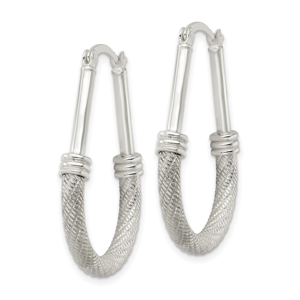 FJC Finejewelers 925 Sterling Silver Textured Teardrop Hoop Earrings 34 x 25 mm