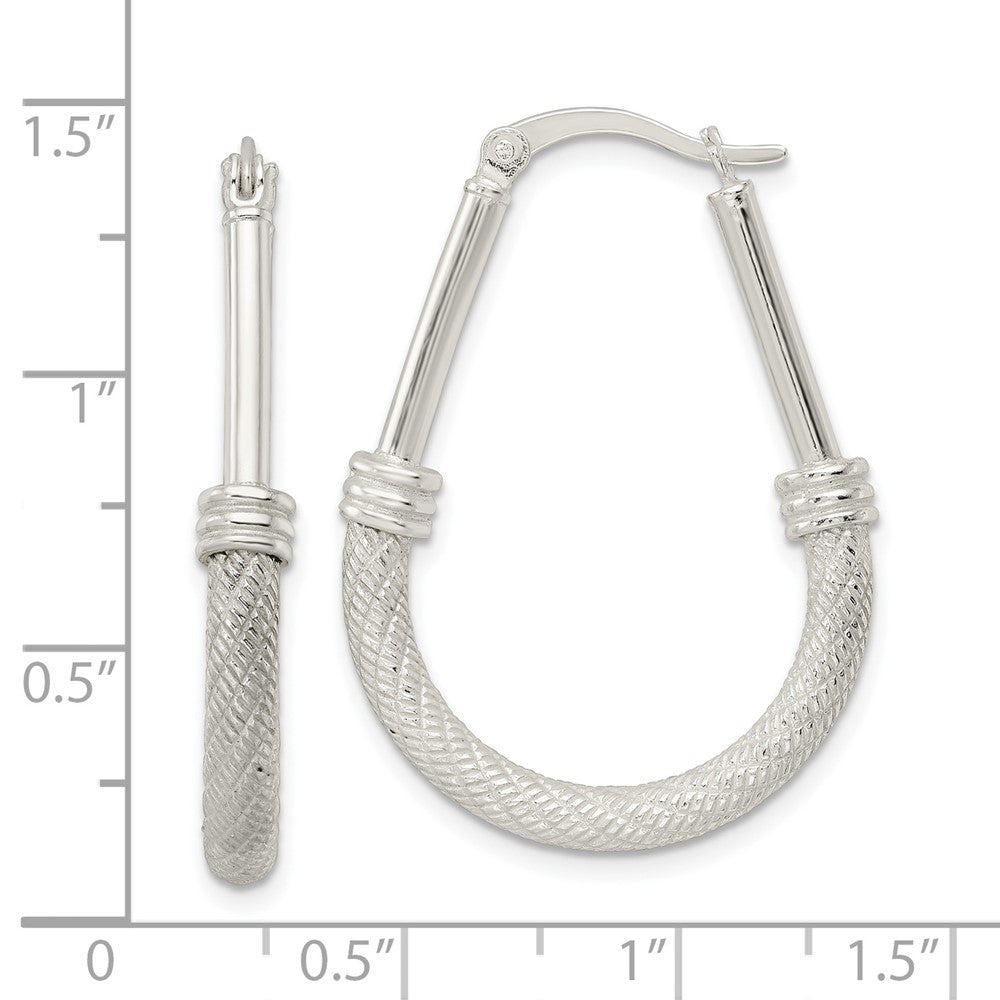 FJC Finejewelers 925 Sterling Silver Textured Teardrop Hoop Earrings 34 x 25 mm