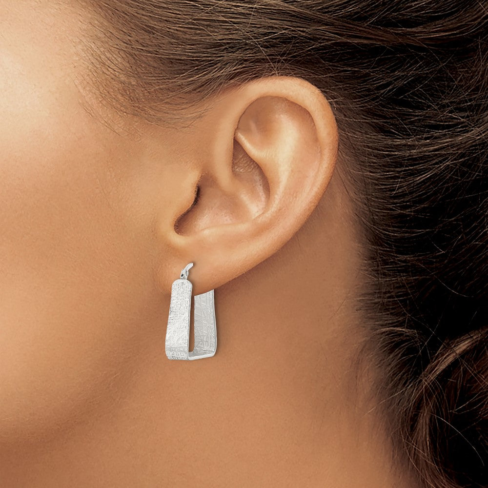 FJC Finejewelers 925 Sterling Silver Rhod-pltd Polished/Textured 5.5mm Square Hoop Earrings 23 mm x 16 mm