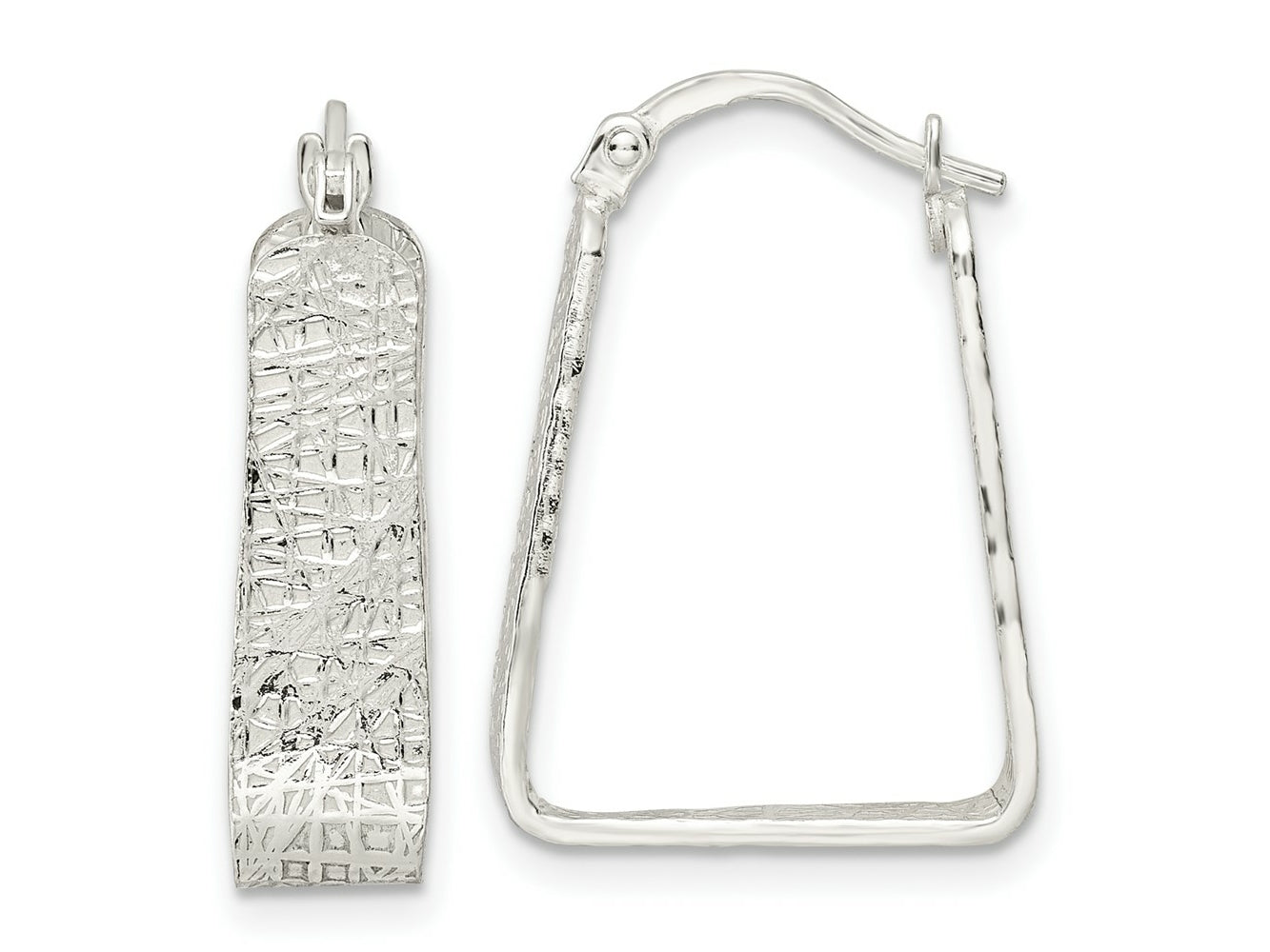 FJC Finejewelers 925 Sterling Silver Rhod-pltd Polished/Textured 5.5mm Square Hoop Earrings 23 mm x 16 mm