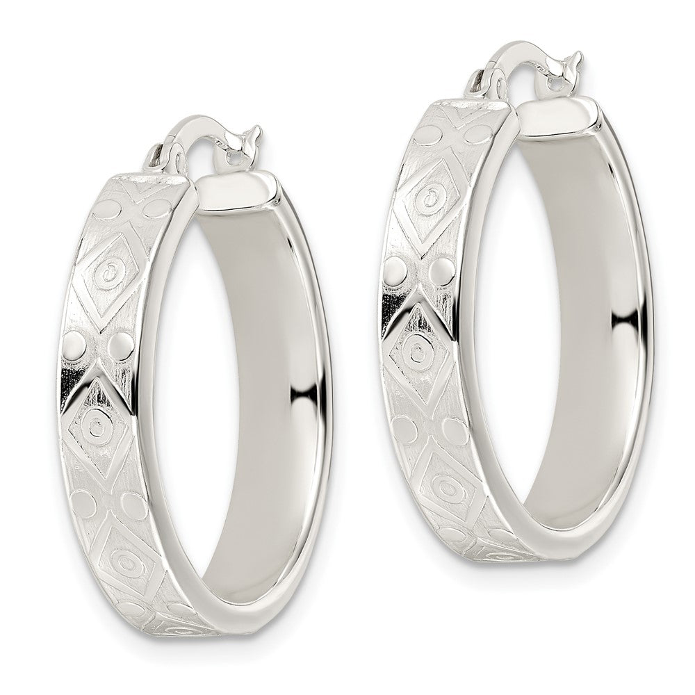 FJC Finejewelers 925 Sterling Silver Polished Geometric Design 5. Round Hoop Earrings 26 x 25 mm