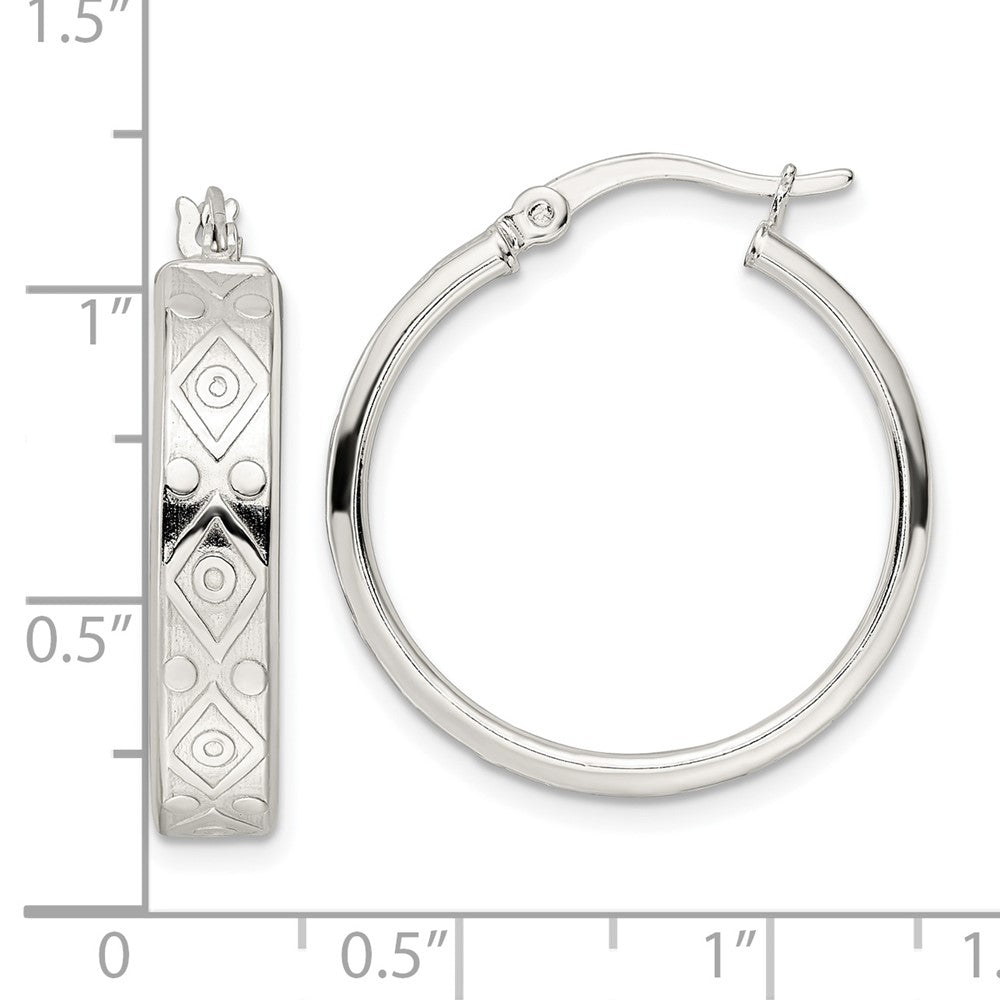FJC Finejewelers 925 Sterling Silver Polished Geometric Design 5. Round Hoop Earrings 26 x 25 mm