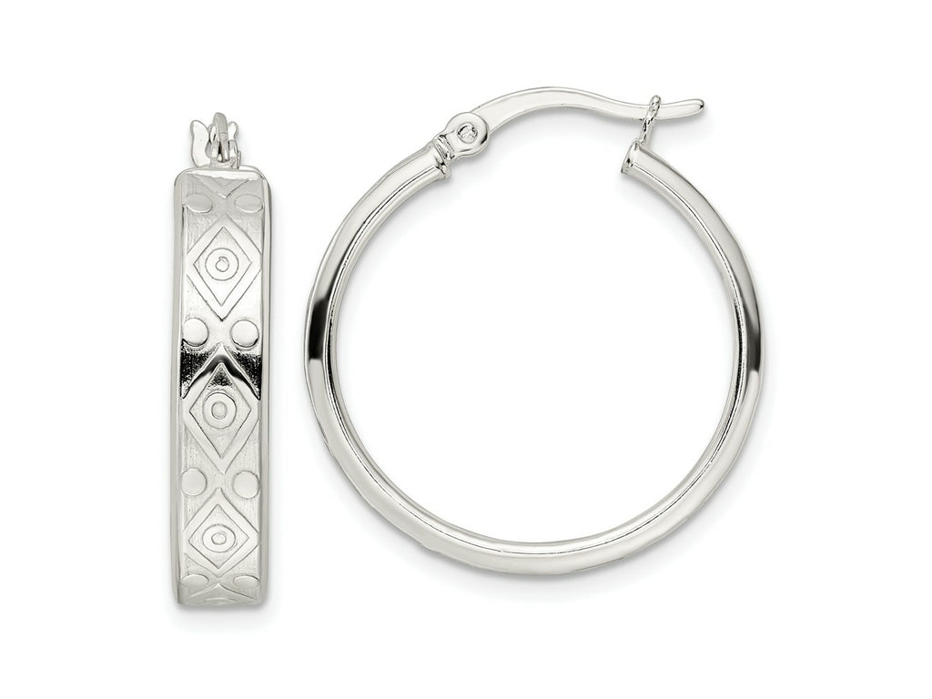FJC Finejewelers 925 Sterling Silver Polished Geometric Design 5. Round Hoop Earrings 26 x 25 mm